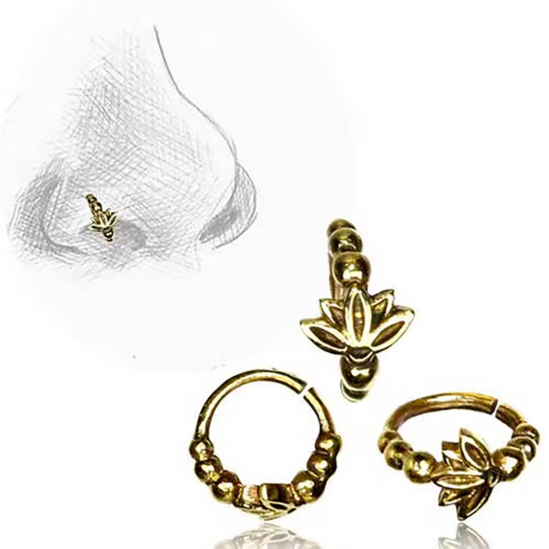 Lotusblütenschmuck - Goldener Nasenring Helix-Piercing Hoops Nostril Ring Piercing Nasenring-Piercing Lotusblütenschmuck - Goldener Nasenring Helix-Piercing Hoops Nostril Ring Piercing Nasenring-Piercing von KayaMovement