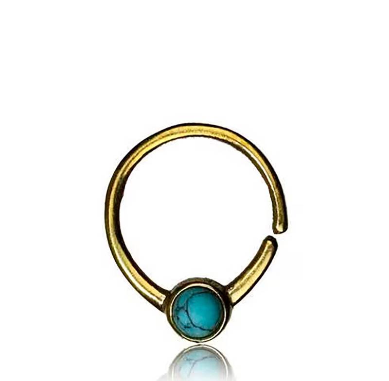 Türkisstein, 8 Mm Septum, 1, 2 Türkis, Gold-Nasenring-Piercing, Daith-Piercing Türkisstein, 8 Mm Septum, 1, 2 Türkis, Gold-Nasenring-Piercing, Daith-Piercing von KayaMovement