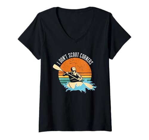 Damen I Don't Scout Corners Whitewater Kajak T-Shirt mit V-Ausschnitt Damen I Don't Scout Corners Whitewater Kajak T-Shirt mit V-Ausschnitt von Kayak Whitewater Kayaking Present