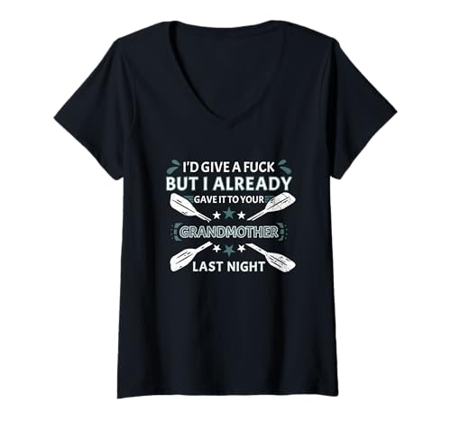 Damen I'd Give A Fuck But I Already Gave It Whitewater Kajak T-Shirt mit V-Ausschnitt von Kayak Whitewater Kayaking Present