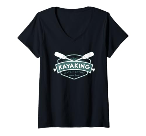 Damen Kajakfahren Wassersport Wildwasser Kajakfahren T-Shirt mit V-Ausschnitt Damen Kajakfahren Wassersport Wildwasser Kajakfahren T-Shirt mit V-Ausschnitt von Kayak Whitewater Kayaking Present