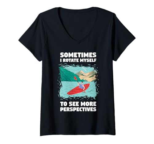 Damen Sometimes I Rotate Myself Too See More Whitewater Kajak T-Shirt mit V-Ausschnitt Damen Sometimes I Rotate Myself Too See More Whitewater Kajak T-Shirt mit V-Ausschnitt von Kayak Whitewater Kayaking Present