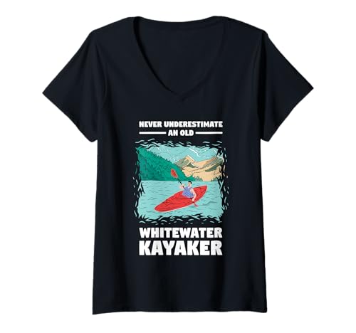 Damen Unterschätzen Sie Niemals einen Alten Wildwasser-Kajaker T-Shirt mit V-Ausschnitt Damen Unterschätzen Sie Niemals einen Alten Wildwasser-Kajaker T-Shirt mit V-Ausschnitt von Kayak Whitewater Kayaking Present