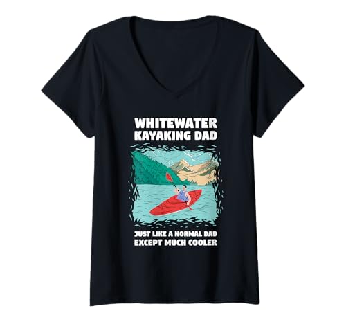 Damen Whitewater Kajak Dad Like A Normal Dad Except Much Cooler T-Shirt mit V-Ausschnitt Damen Whitewater Kajak Dad Like A Normal Dad Except Much Cooler T-Shirt mit V-Ausschnitt von Kayak Whitewater Kayaking Present