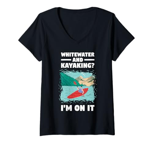 Damen Whitewater and Kayaking I'm On It Whitewater Kajak T-Shirt mit V-Ausschnitt Damen Whitewater and Kayaking I'm On It Whitewater Kajak T-Shirt mit V-Ausschnitt von Kayak Whitewater Kayaking Present