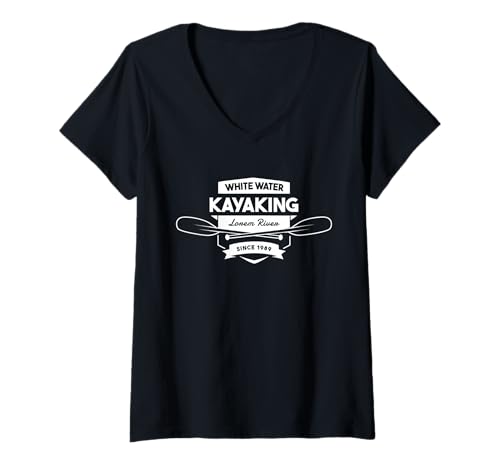 Damen Wildwasser-Kajakfahren Lorem River T-Shirt mit V-Ausschnitt Damen Wildwasser-Kajakfahren Lorem River T-Shirt mit V-Ausschnitt von Kayak Whitewater Kayaking Present