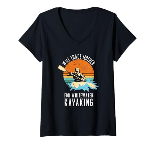 Damen Will Mutter gegen Wildwasserkajakfahren eintauschen T-Shirt mit V-Ausschnitt Damen Will Mutter gegen Wildwasserkajakfahren eintauschen T-Shirt mit V-Ausschnitt von Kayak Whitewater Kayaking Present