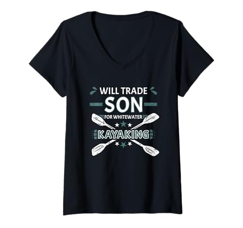 Damen Will Sohn gegen Wildwasser-Kajakfahren eintauschen T-Shirt mit V-Ausschnitt Damen Will Sohn gegen Wildwasser-Kajakfahren eintauschen T-Shirt mit V-Ausschnitt von Kayak Whitewater Kayaking Present
