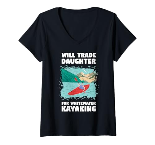 Damen Will Tochter gegen Wildwasser-Kajakfahren eintauschen T-Shirt mit V-Ausschnitt Damen Will Tochter gegen Wildwasser-Kajakfahren eintauschen T-Shirt mit V-Ausschnitt von Kayak Whitewater Kayaking Present
