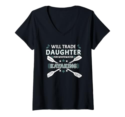 Damen Will Tochter gegen Wildwasser-Kajakfahren eintauschen T-Shirt mit V-Ausschnitt Damen Will Tochter gegen Wildwasser-Kajakfahren eintauschen T-Shirt mit V-Ausschnitt von Kayak Whitewater Kayaking Present