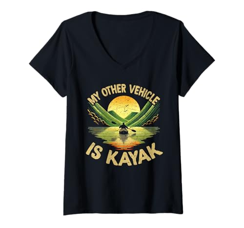 Damen My Other Vehicle Is Kajak Lover Kajak Boot See Adventure T-Shirt mit V-Ausschnitt von Kayaking Water Sport Kayak Boating Gifts Men