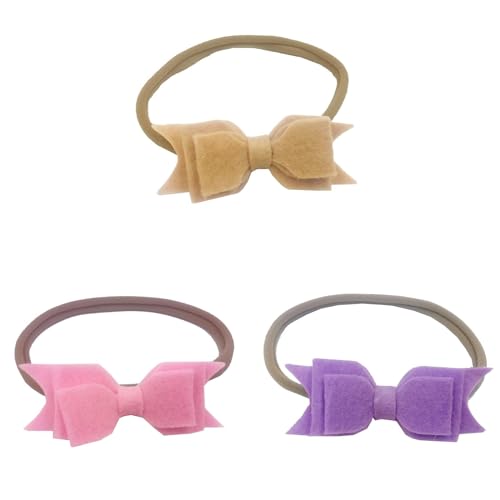 3 Stück Haarschleifen Mädchen Farbe Elastischem Haarschmuck Mädchen Niedliche Schleifen Haargummis Mädchen Prinzessin Geschenk Haar Accessoire (Pink+Purple+Khaki, One Size) von Kayferli