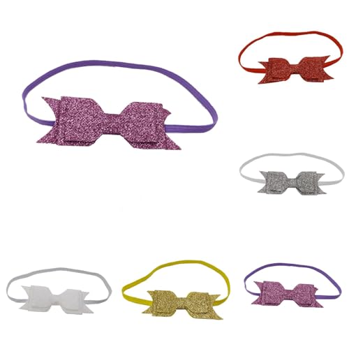 5 Stück Haarschleifen Mädchen Elastisches Schleifen Haargummis Mädchen Prinzessin Niedliche Haarschmuck Mädchen Weich Haar Accessoire Geschenk (Purple+White+Red+Yellow+Silver, One Size) von Kayferli