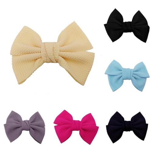 Haarschleifen Mädchen 6 Stück Niedliche Haar Accessoire Süß Schleifen Haarspangen Mädchen Geschenk Haar Accessoire Prinzessin Haarschmuck Mädchen (Hot Pink+Blue+Navy+Black+Grey+Beige, One Size) von Kayferli