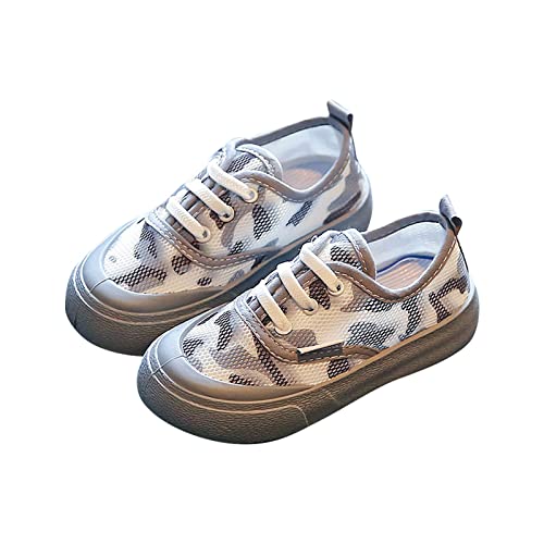 Hallenschuhe Mädchen Freizeitschuhe Kinder Boardschuhe Segeltuchschuhe Mädchen Mesh Freizeitschuhe Atmungsaktive One Foot Off Jungen Turnschuhe Hallenschuhe Kinder (Grey, 33.5 Big Kids) von Kayferli