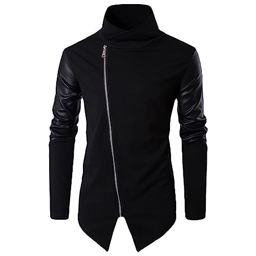 Kayferli Kapuzenpullover Herren Sweatjacke Herren Farbe Kragen Schlank Fashion Zipper Herren Mantel Pullover Herren (Black, M) von Kayferli