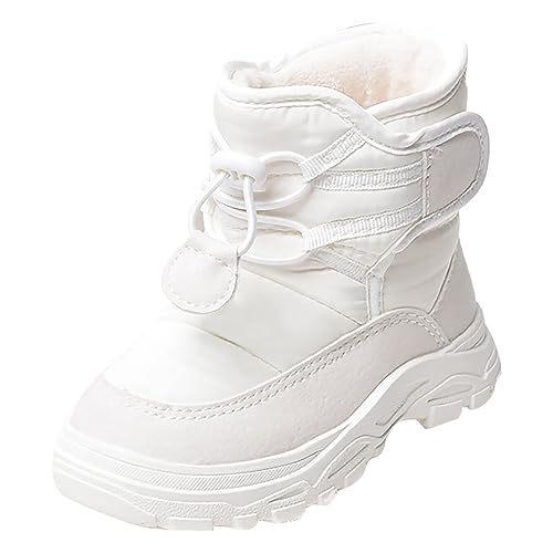 Kayferli Schneestiefel Kinder Winterstiefel Mädchen rutschfeste Gummisohle Outdoor Kleinkind Wanderschuhe Säuglingsoutfit Schneestiefel Mädchen Winterschuhe Mädchen (White, 23) von Kayferli