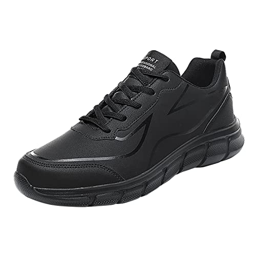 Kayferli Schwarze Sneaker Herren Bergsteigen Lässige Sportschuhe Schnürschuhe Einfarbig Laufen Atmungsaktive Schuhe mit weichem Boden Schuhe Herren (Black, 45) von Kayferli