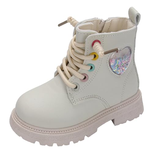 Kayferli Winterstiefel Mädchen Gefüttert Warme Winterschuhe Kinder Mode Rutschfeste Atmungsaktive Winterstiefel Kinder Bequeme Stiefel Mädchen Boots Mädchen (Z-A-Beige, 22) von Kayferli