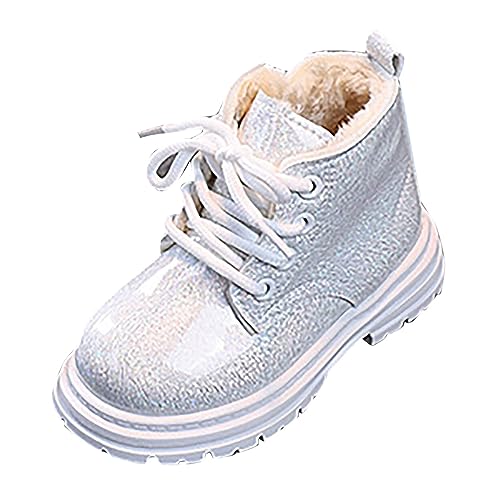 Kayferli Winterstiefel Mädchen Gefüttert Warme Winterschuhe Kinder Mode Rutschfeste Atmungsaktive Winterstiefel Kinder Bequeme Stiefel Mädchen Boots Mädchen (Z-C-White, 24) von Kayferli