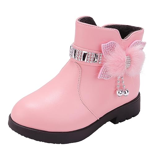 Kayferli Winterstiefel Mädchen Winterschuhe Kinder Mesh-Spitzenstiefel rutschfeste Atmungsaktive Winterstiefel Kinder Winterstiefel Kinder Stiefeletten Mädchen Boots Mädchen (Z-2-Pink, 26 Toddler) von Kayferli