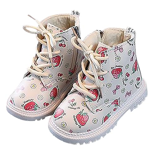 Kayferli Winterstiefel Mädchen Winterschuhe Kinder Stiefel Britische modische rutschfeste kurze Stiefel Stiefeletten Mädchen Boots Mädchen (White, 29) von Kayferli