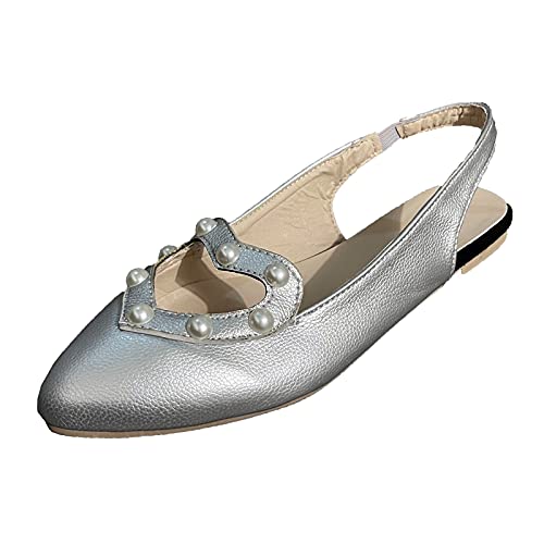 Sneakers Herren Herren und Damen Einzelband beiläufige Flache Spitze Frauen Sandalen Frauen Freizeitschuhe Sneaker Weiß Damen Freizeitschuhe Herren (Silver, 39) von Kayferli