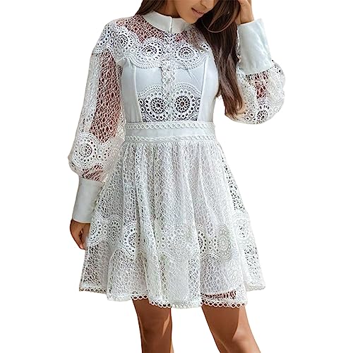 Sommerkleid Damen Kleid Kleidung Langarm Puff Sleeve Zipper Kleid Rüschen Rock Casual Damen Kleider Sommer von Kayferli