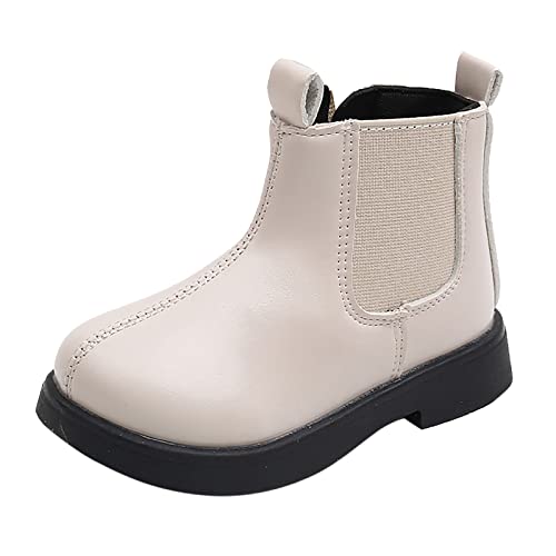 Winterschuhe Mädchen Winterstiefel Kinder Stiefeletten Seitlicher Reißverschluss Booties Fleece Winddichte Kurze Stiefel Stiefeletten Mädchen Stiefel Mädchen (Beige, 23 Infant) von Kayferli