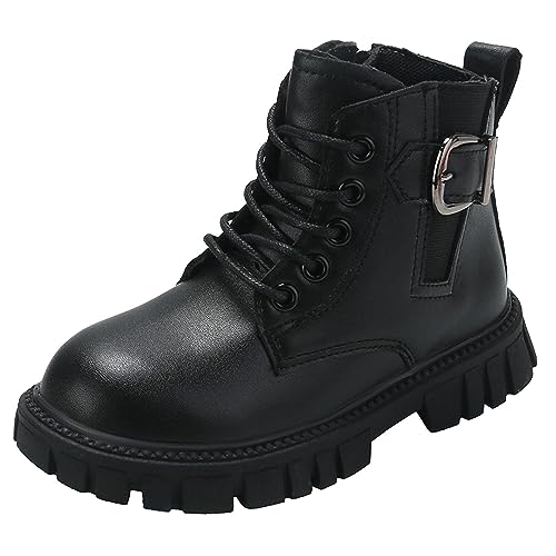 Winterstiefel Kinder Mode Dicke Sohle Winterschuhe Mädchen mit Absatz, Weiche Sohle Lässige Winterschuhe Kinder Bequeme Atmungsaktive Winterstiefel Mädchen Mode Winter Stiefel (Black, 32 Big Kids) von Kayferli