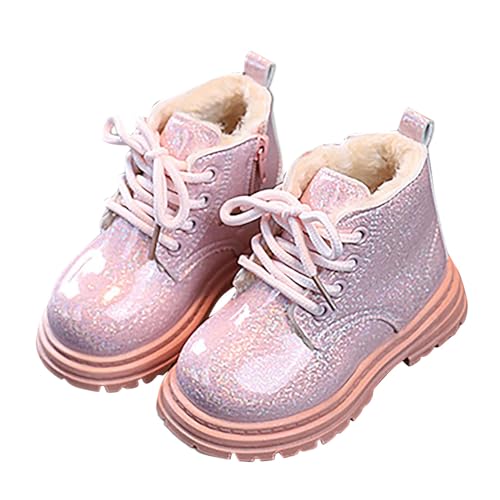 Winterstiefel Mädchen rutschfeste Dicke Sohle Boots Mädchen Warme Winterstiefel Kinder Bequeme Stiefel Mädchen Niedlich Winterstiefel Kinder mit Gefüttert Mode Winterschuhe Mädchen (Z-4-Pink, 24) von Kayferli