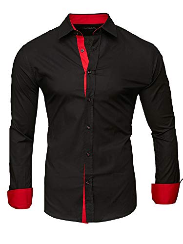 Kayhan Herren Hemd, TwoFace Schwarz/Ärmel Rot 6XL von Kayhan