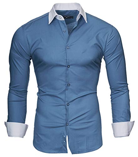 Kayhan Herren Hemd Mailand, Denim Blau 3XL von Kayhan