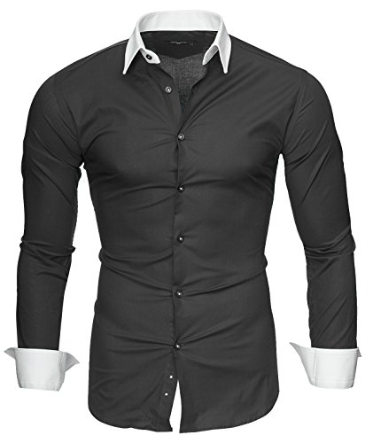 Kayhan Herren Hemd Mailand, Grau 4XL von Kayhan