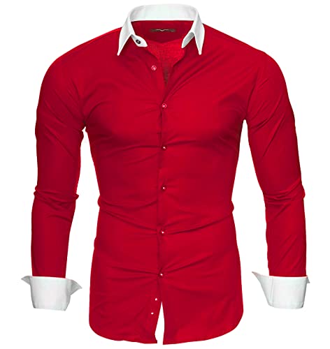 Kayhan Herren Hemd Mailand, Rot 4XL von Kayhan