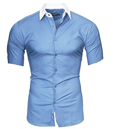 Kayhan Herren Hemd Maimi Kurzarm, Hellblau (5XL) von Kayhan