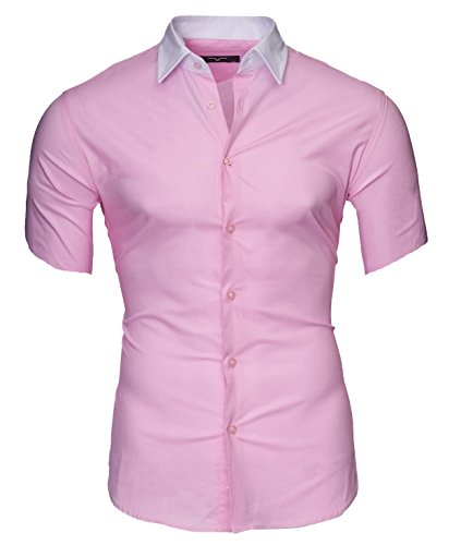 Kayhan Herren Hemd Maimi Kurzarm, Rosa (3XL) von Kayhan