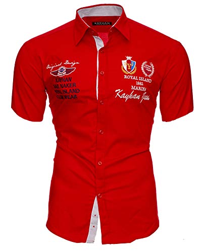 Kayhan Herren Hemd Monaco Kurzarm Rot 6XL von Kayhan