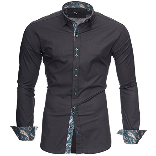 Kayhan Herren Hemd ROYAL Paisley Grau (5XL) von Kayhan