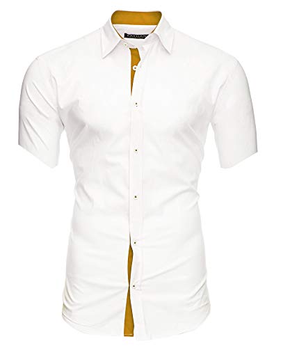 Kayhan Herren Kurzarm Hemd Florida White/Gold 4XL von Kayhan