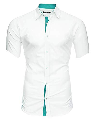 Kayhan Herren Kurzarm Hemd Florida White/Seagreen 4XL von Kayhan