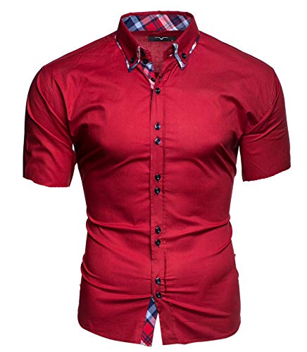 Kayhan Herren Kurzarm Hemd Hawaii Rot 5XL von Kayhan