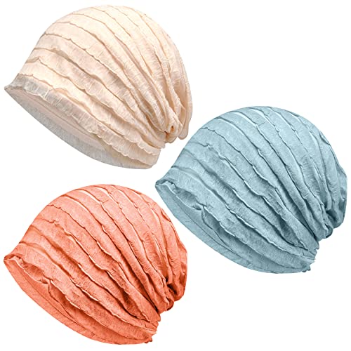 Kayier Damen Baggy Casual Chemo Beanie Mützen Kopfbedeckung Caps, 3er-Pack, w, Einheitsgröße von Kayier