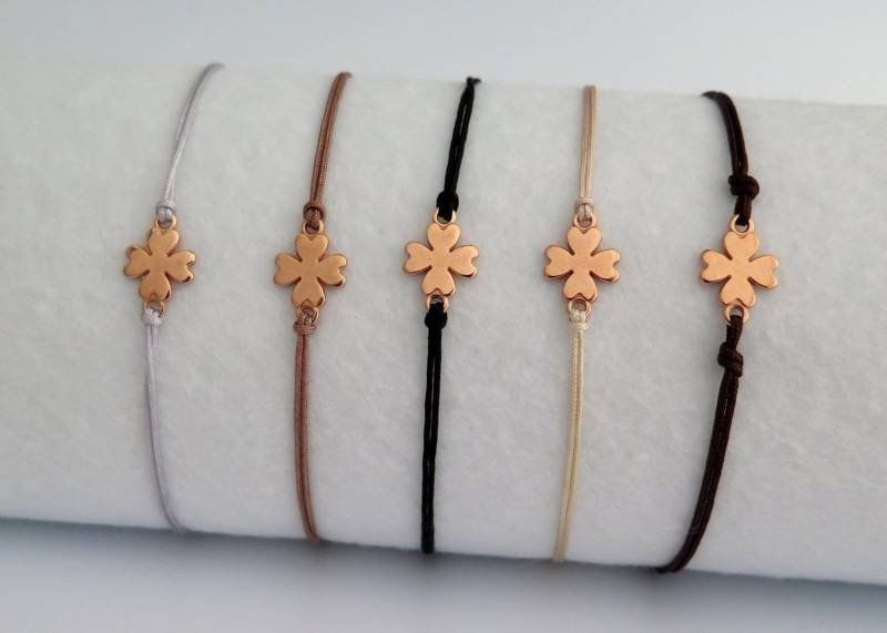 Armband Kleeblatt Rosegoldfarben Freundschaftsarmband Farbwahl 25 Farben von KayleighUndSorrow