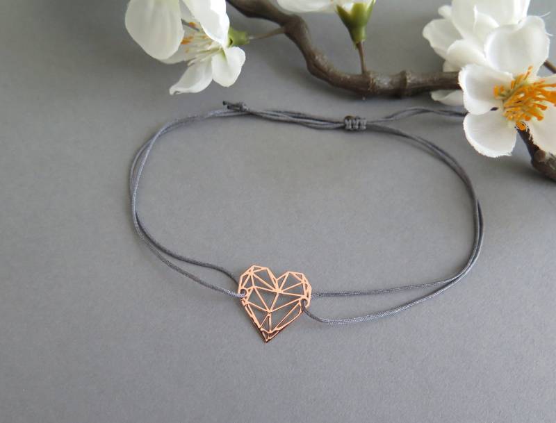 Herz Rosegoldfarben Armband Freundschaftsarmband Makramee Farbwahl 25 Farben von KayleighUndSorrow