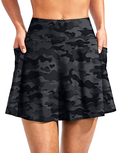 Kayrth Damen Solid Schwimmrock Eingebauter Slip, Schwarz Camouflage, Large von Kayrth