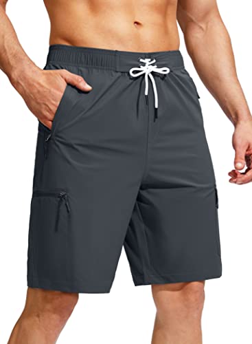 Kayrth Herren Badehose Quick Dry Boardshorts mit 5 Taschen Badeanzug Bademode für Herren - Kein Netzfutter, Stahlgrau, XXL von Kayrth