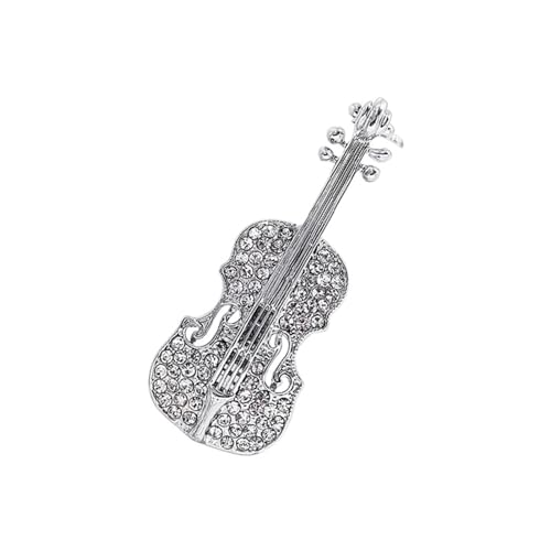 5PCS Mini Violine Instrument Brosche Musikinstrument Brosche Pin Cartoon Strass Brosche Corsage Art Deco Brosche Pin Violine Schmuck Geschenk,Silber von KayuHpFQ