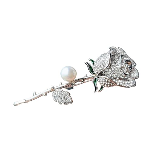 5pcs Rose Brosche für Frauen, elegante Perlenzubehör, exquisite Corsage Mantel Anzug Dekoration für Männer Valentinstag Geschenk,Silber von KayuHpFQ