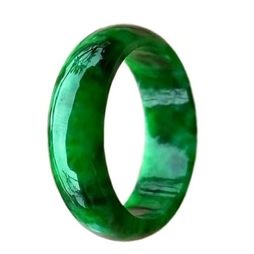 KayuHpFQ Grünes Jade-Ringband für Damen und Herren, natürlicher Smaragd-Jadeit-Ring, täglich passender Schmuck,18mm von KayuHpFQ